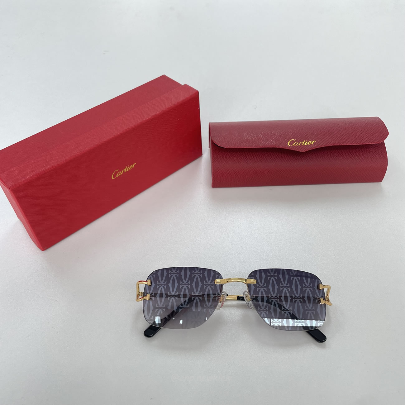 Cartier Eyewear Rimless Rectangle Frame Sunglasses (8) - newkick.app